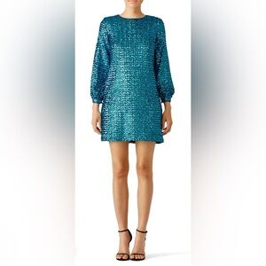 Hunter Bell Blue Sequin‎ Cocktail Shift Dress Size 4